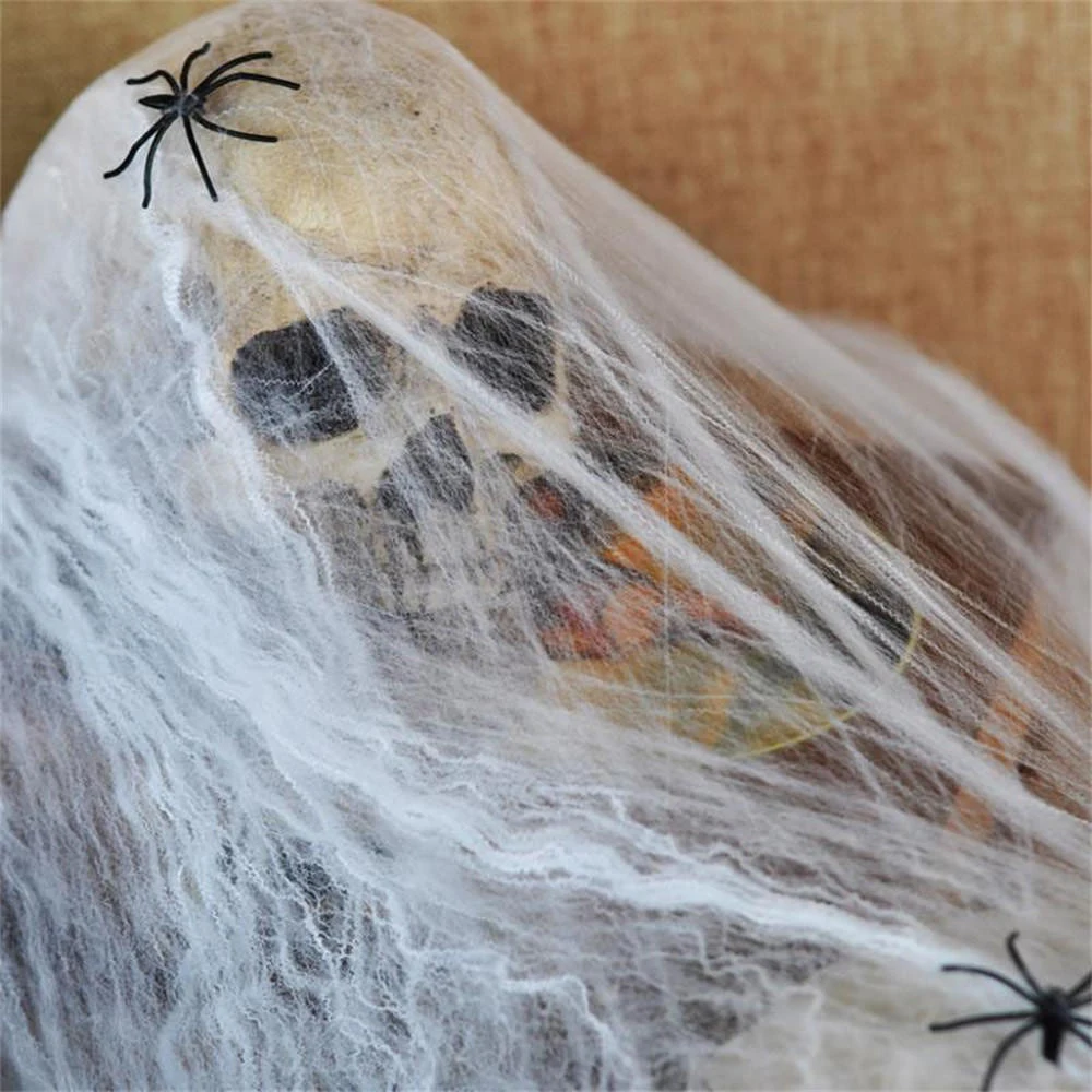 Colorful Spider Web Halloween Decoration Horror Spiderweb Outdoor Scary Halloween Cobweb Skull Makeup DIY Halloween Party Supply