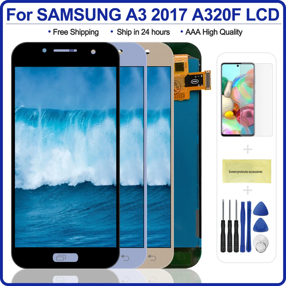 ЖК дисплей A320 для SAMSUNG GALAXY A3 2017 A320F сенсорный экран дигитайзер Замена Samsung