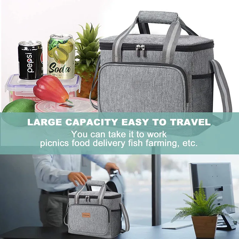 Lifewit Large Lunch Bag Insulated Lunch Box Soft Cooler Cooling Tote for  Adult Men Women, 24-Can (15L), Grey and Black