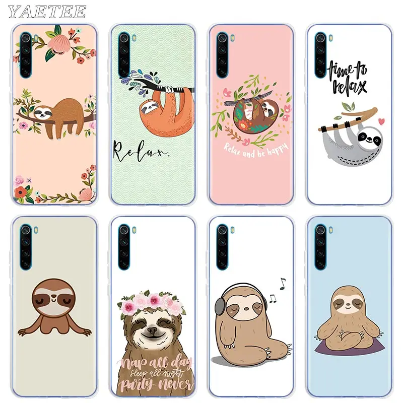 

Sloth Cute Animals Phone Case for Xiaomi Redmi Note 9S 9 Pro 8T 6 7 8 Pro 6A 7A 8A 9 10X Pro 5G TPU Soft Cover