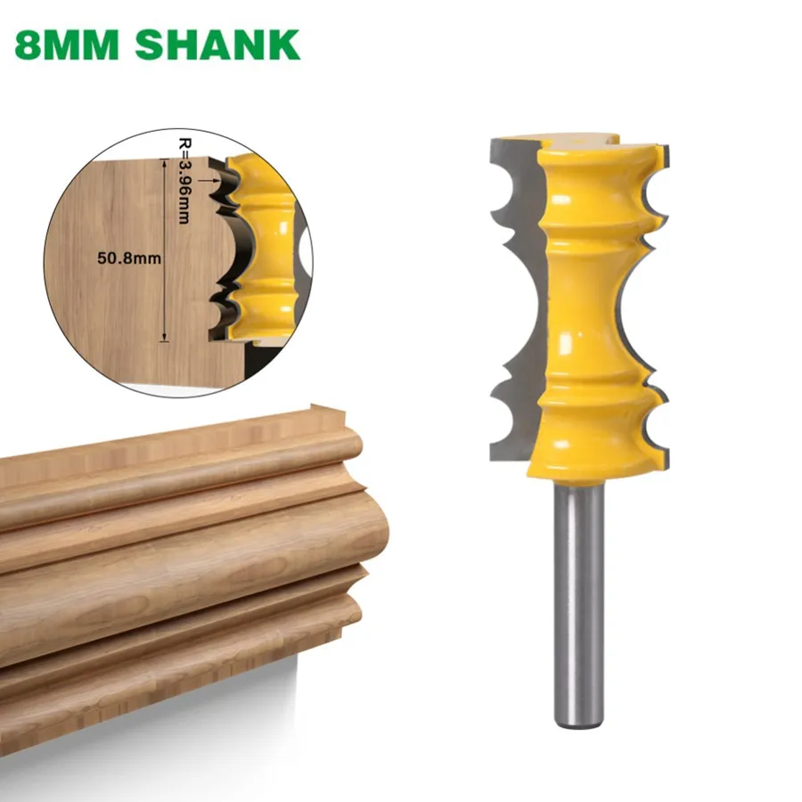 

1pc 8mm Shank Large Elaborate Chair Rail Molding Wood Router Bit Line knife Tenon Cutter for Woodworking Tools