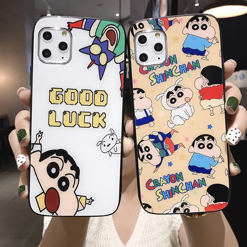 Для iphone 11 Pro MAX Чехол аниме персонаж закаленное стекло задняя крышка чехол для X XS XR