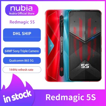 Перейти на Алиэкспресс и купить Новый запас оригинальный Nubia Red Magic 5S игровой мобильный телефон 6,65 дюймов 144 Гц AMOLED 16 Гб 256 ГБ Snapdragon 865 RedMagic 5S Wi-Fi 6