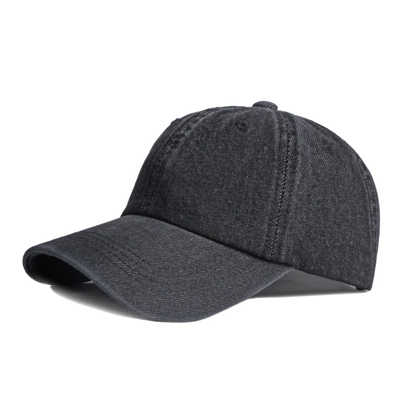 Casual Washed Cotton Baseball Cap Men Solid Black Blue Denim Dad Hat Visor Spring Summer Outdoor Travel Trucker Caps Adjustable