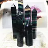 Natural Colorful Crystal tower Rainbow Fluorite Point Hexagonal Pyramid Quartz Wand Energy Ornament Diy Gift 2