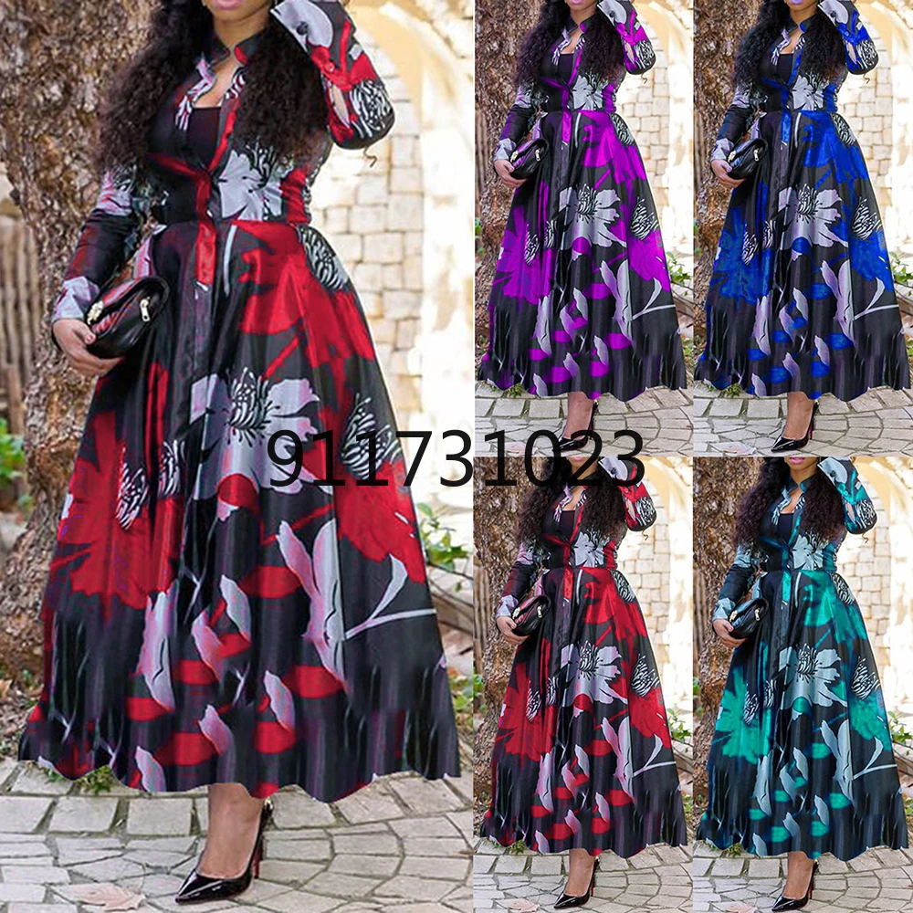 2021 New African Print Dresses For Women Plus Size 3XL 4XL Long Dress Ankara Dashiki Elegant Lady Boho Robe Party Clothes | Тематическая