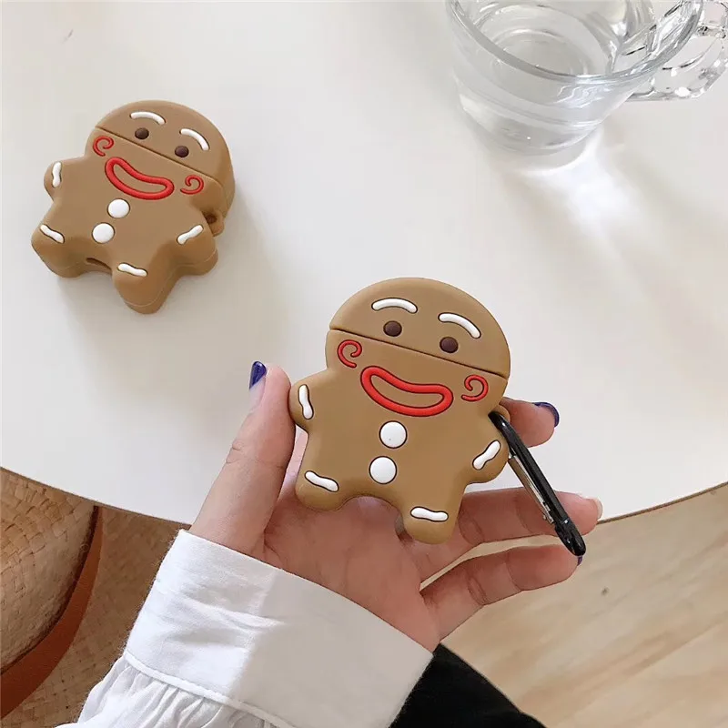 

Funny Cute Cookie man Earphone Case Cartoon Bluetooth Wireless Silicone Headset Cover For Airpods Earphone Protective Case
