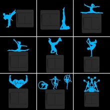 Настенный светящийся Переключатель наклейка каратэ тхэквондо/Йога поза/ритмические гимнасты/Брейкданс мальчик/Спорт Сердце/Черлидинг горячие сексуальные девушки