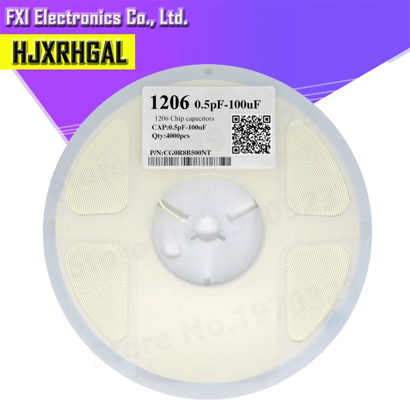 1 катушка 4000 шт. 1206 с алюминиевой крышкой, 50В SMD толстая пленка hjxrhgal Бескорпусные Многослойные Керамика конденсатор с алюминиевой крышкой, 0.5pF-100 мкФ 10NF 100NF 1 мкФ 2,2 мкФ 4,7 мкФ 10 мкФ 1PF