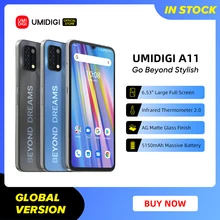 UMIDIGI – Smartphone A11, Version globale, 4 go 128 go, Helio G25, Android 11, 6.53 pouces HD +, Triple caméra 16mp, 5150mAh