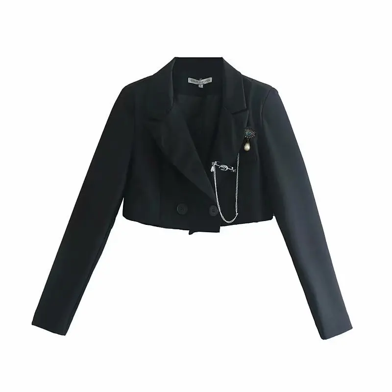 

2019 Autumn New Style Western Style Crystal Brooch Short Slim Fit Slimming Suit Coat