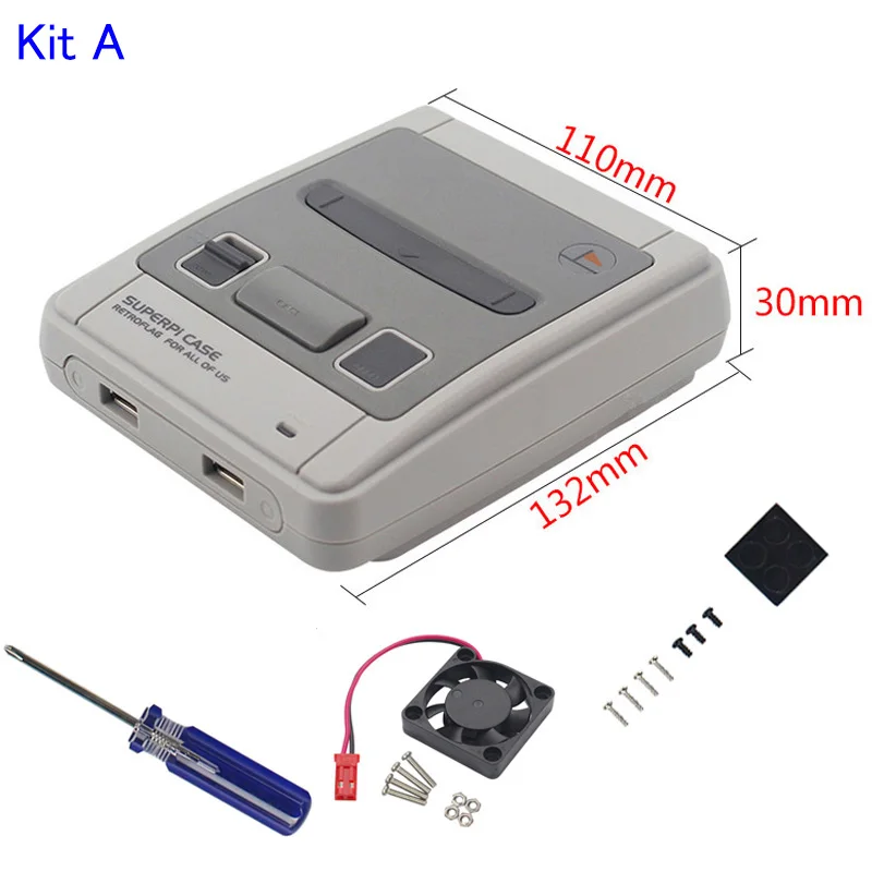 Retroflag SUPERPi CASE-J, безопасный перезапуск корпуса+ 2 геймпада+ 32 ГБ sd-карта+ HDMI+ 3A адаптер питания для Raspberry Pi 3 B