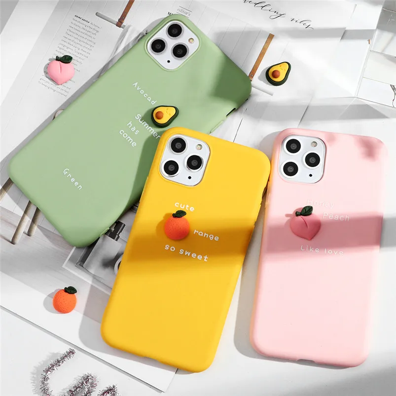 Милый силиконовый 3D чехол с фруктами и авокадо для iPhone 12 11 Pro Max задняя крышка XS XR X
