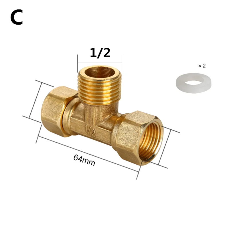 Brass Pipe fitting Male Female Thread 1/8" 1/4" 3/8" 1/2" BSP Tee Type copper Fittings water oil gas adapter