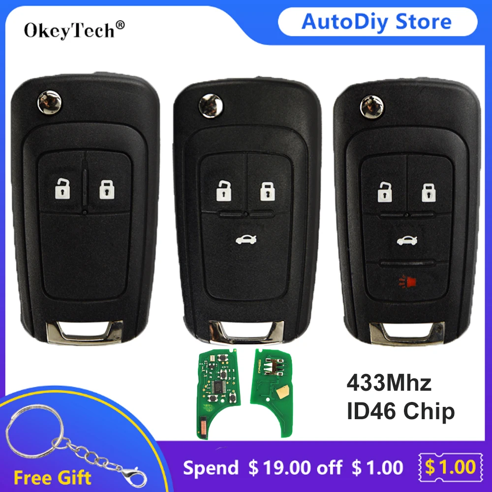 Okeytech 433mhz Id46 Chip Flip Remote Key For Opel/vauxhall Astra J