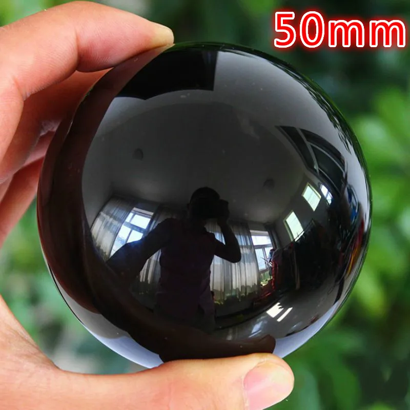 

50 mm Free Shipping Rare Natural Black Obsidian Sphere Large Crystal Ball Healing Stone Quartz Crystal Free to send crystal base