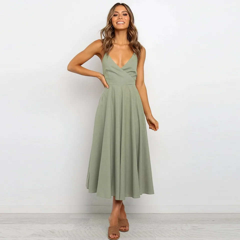Green Camisole Dress Clearance, 57% OFF 