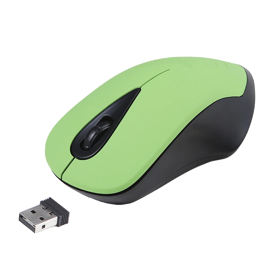 USB Optical Wireless Mouse 2.4GHz Mobile Cordless Mice 1200DPI 3Button Green