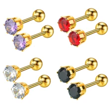 Новые серьги-гвоздики для мужчин и женщин из гипоаллергенного сплава, серьги из титановой нержавеющей стали золотого и серебряного цвета, асимметричные серьги для пирсинга