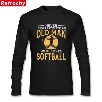 

Best Selling Men T-shirt Never Underestimate An Old Man Who Loves Softball 100% Cotton O Neck Long Sleeved Shirt For Adult