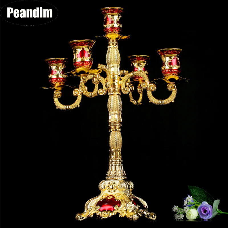 PEANDIM элегантный золотой канделябр металла 5 руки подсвечники для стола Свадебные