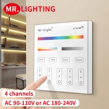 T4 Miboxer (Milight) 4-zone RGB + CCT AC110V or AC220V smart touch panel remote control for led light strips light bulbs