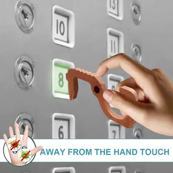 

Press Elevator Tool EDC Handle Hygiene Hand Brass Handheld Safety Reusable Key Non Contact Button Pusher Portable Door Opener