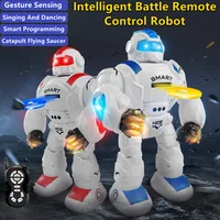 Gesture Sensing Smart Battle Remote Control Robot Launch Flying Saucer Action Demo Sing Dance Cool Lighting Electric RC Kids Toy 1
