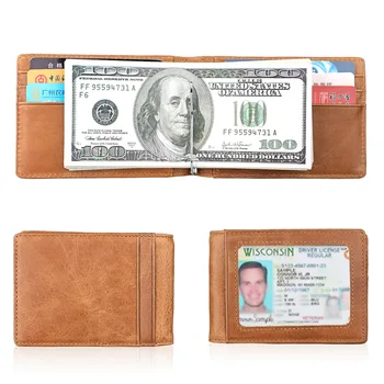 

Genuine Leather Men's Wallets Thin Portomonee Perse Male Money Purse ID Card wallet Carteira Masculina Money Clip