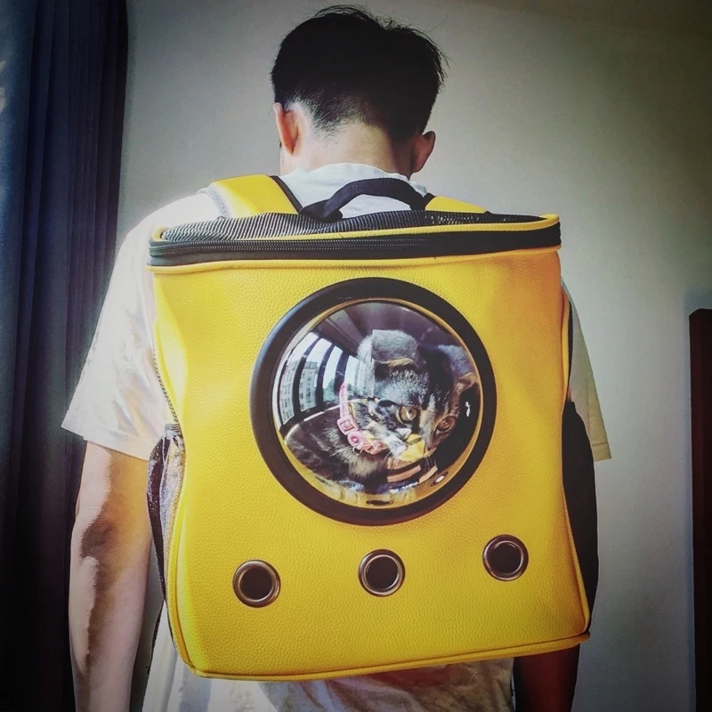 

Dog Backpack Transparent Space Capsule Shoulder Bag Pet Outside Travel Portable Carry Backpack Kandang Kucing Backpacks