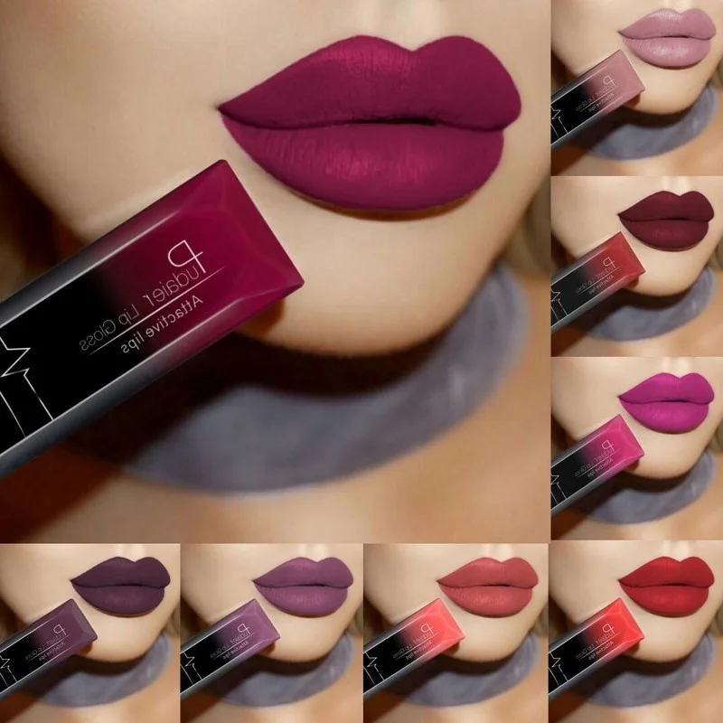 

Pudaier 21 Colors Velvet Matte Lip Gloss Tint Makeup Sexy Batom Lasting 24 Hours Waterproof Moisturizer Lipglos Liquid Lipstick