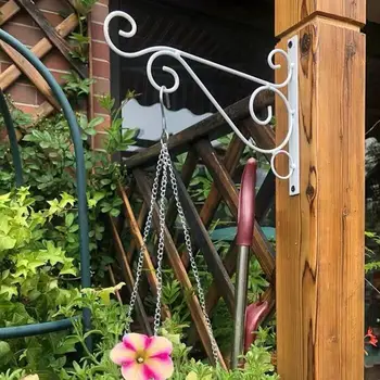 

2Pc Iron Non-slip Flower Basket Hanging Hooks Planter Hangers Flower Pot Holder Garden Supplies Indoor Outdoor Home Decor