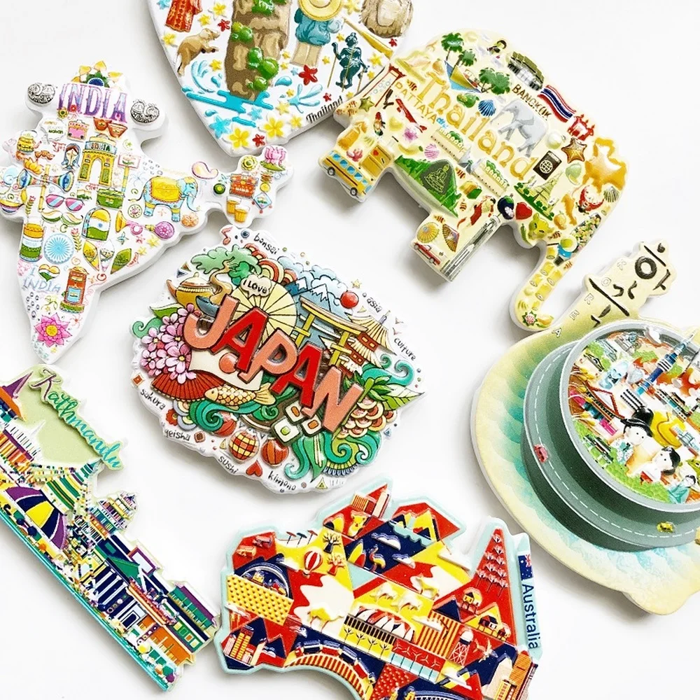 BABEMEMI USA Canada Japan Mexico Italy Australia Thailand London New York Fridge Magnets Souvenir Refrigerator Magnetic Sticker|Магниты на