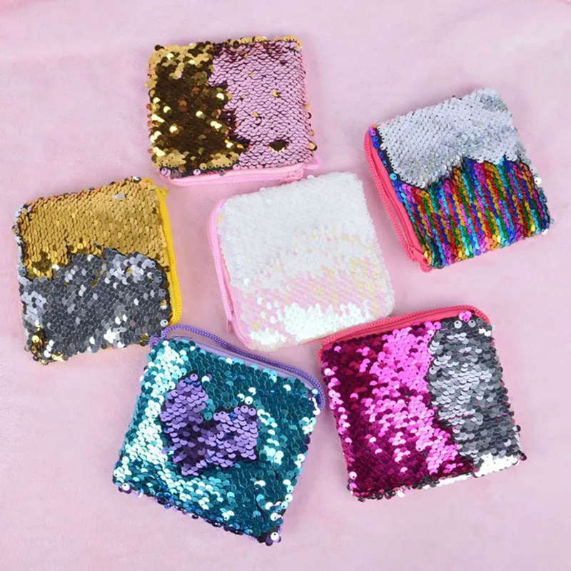 

1 PC Small Square Sequins Coin Purse Lanyard Bag Shoulder Bag Children's Coin Purse Crossbody Shoulder Card Bag Dropship New Hot