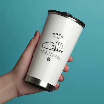 

Coffee Mug Cup Milk Tumbler Thermos bottle Insulation Drinkware with Straw Black white