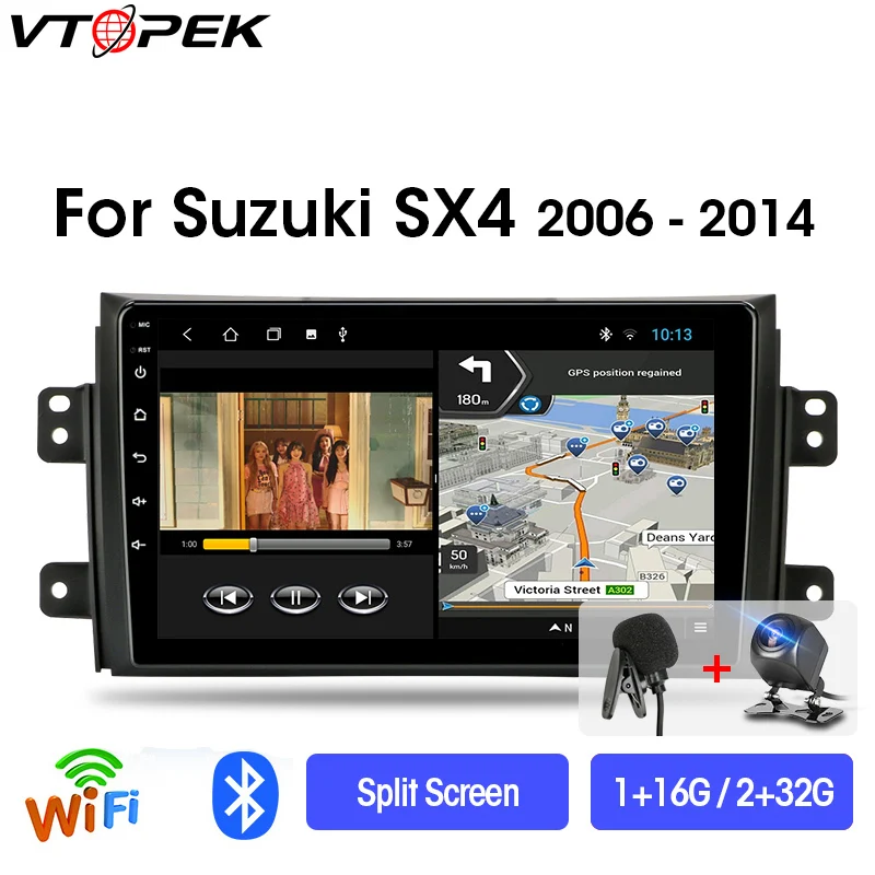 US $102.99 Vtopek 9 4GWiFi 464G 2din Android Car Radio Multimidia Player Navigation GPS For Suzuki SX4 20062014 Head Unit Split Screen