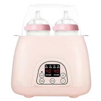 

6 in 1 Double Steam Baby Feeding Insulated Bottle Milk Warmer Children with Timer US Plug Pink