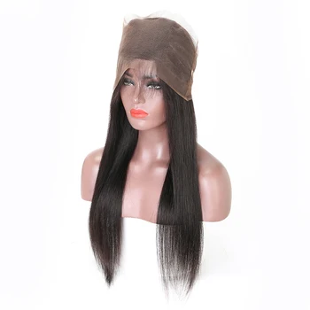 

WOWQUEEN Hair Brazilian Straight Hair 360 Lace Frontal 100% Human Hair Extensions Natural Color Straight Closure Remy Hair