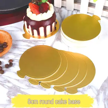 

100Pcs Golden Round Mousse Pad Cake Gasket Boards Paper Board Dessert Display Tray Cake Decoration Tools