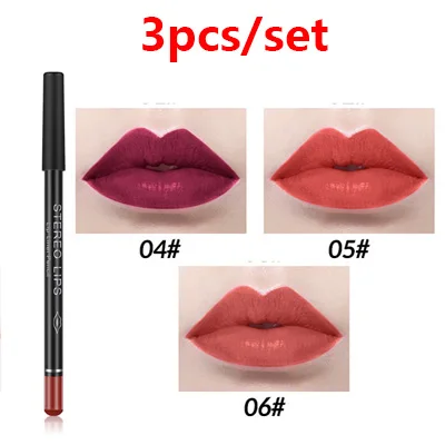 3pcs color 17 Набор карандашей для губ, матовый карандаш для губ, макияж, матовая губная помада, стойкий Водостойкий карандаш для губ, косметические карандаши, инструменты для макияжа - Цвет: 3pcs color 17