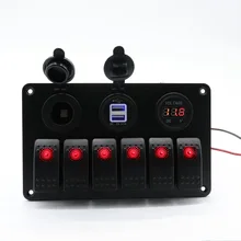 Автомобиль и лодка Универсальный 12 V-24 V двойной USB кабель для зарядки воды-доказательство светодиодный выключатель света Панель Питание розетка 6 отверстий duo se дай клей Pape