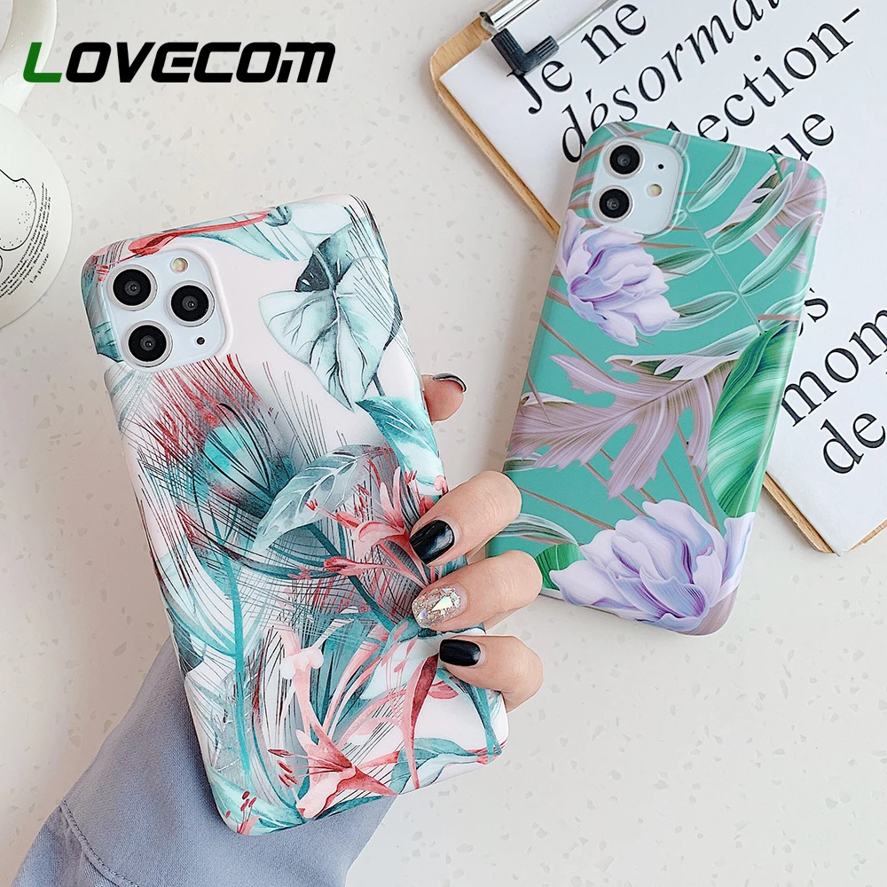 Винтажный чехол LOVECOM для телефона с яркими цветами и листьями iPhone 11 Pro Max XR XS 6 6S 7 8