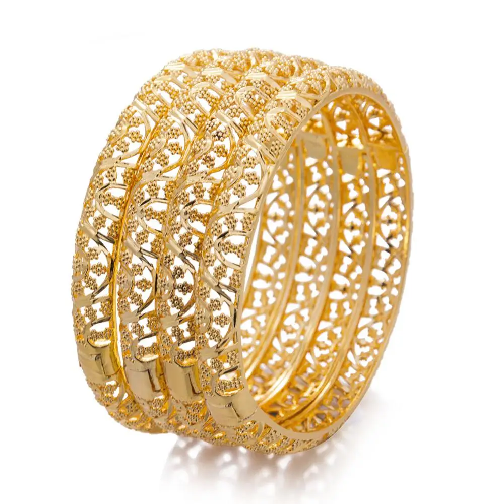 Bangle Bracelet 24K Luxury Gold Color Bangles For Women