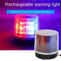 Yuvarlak kırmızı ve mavi LED yanıp sönen ışık güçlü manyetik tavan otomotiv iş makinesi uyarı ışığı şarj edilebilir