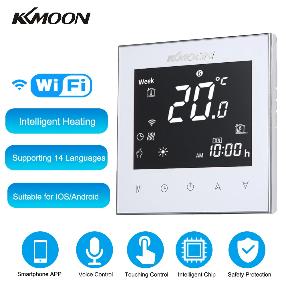 KKmoon ЖК-дисплей Сенсорный экран цифровой воды Нагревательный термостат 7-дневный программируемый с поддержкой Wi-Fi соединения и голос Управление энергосберегающие лампы