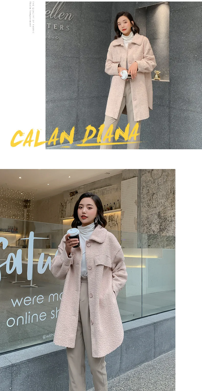 Autumn And Winter New Style Korean-style Chenille Coat Women's Faux Cashmere Mid-length Fur Lambs Wool Coat