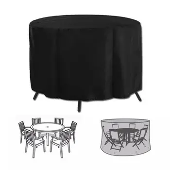 

Black Outdoor Round Patio Furniture Cover, Waterproof UV and Fade Resistant 449C