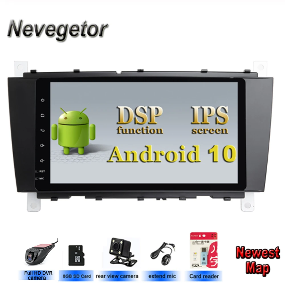 Android 10 DSP IPS 2 DIN автомобильный DVD GPS для Mercedes/Benz W203 W209 W219 W169 A160 C180 C200 C230 C240 CLK200 CLK22 Радио