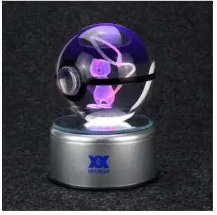 Хуэй юань 3D Хрустальный шар светодиодный светильник для серии Покемон Eevee/Gardevoir/Raichu 5 см Настольный декоративный светильник стеклянный шар HY-667 - Цвет: Mew