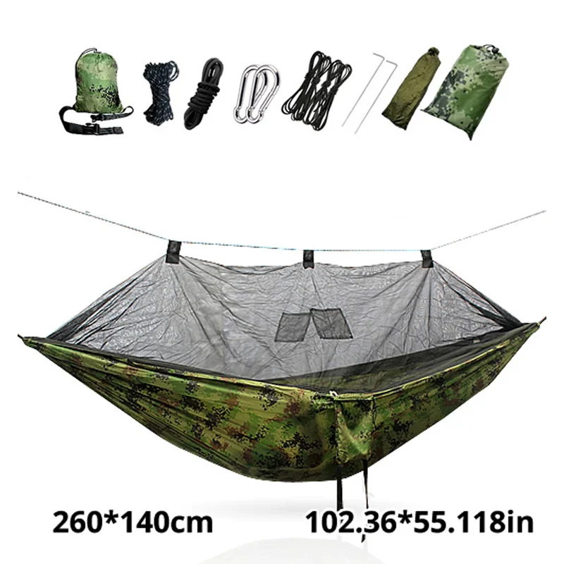 Hammock Parachute Anti-Mosquito Camouflage Camping Swing Nylon Cloth Sleep In Summer -210T 